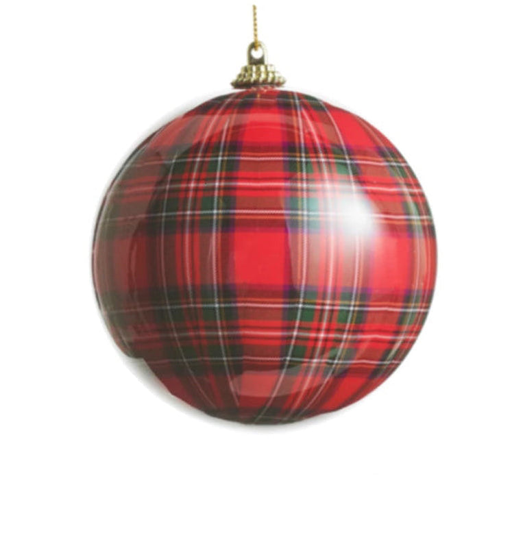 4 Inch Red Plaid Ball Ornament