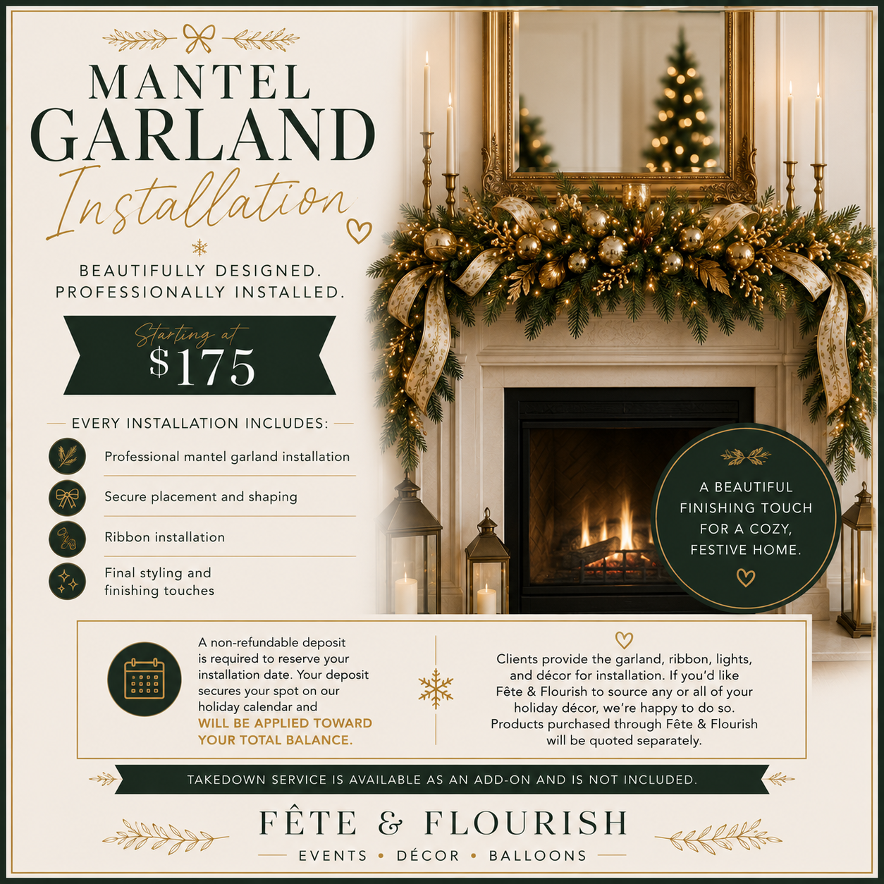 Mantle Garland Installation ($50 Deposit)