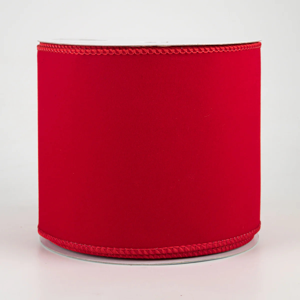 4 Inch Wired Velvet Ribbon: Red (10 Yards)