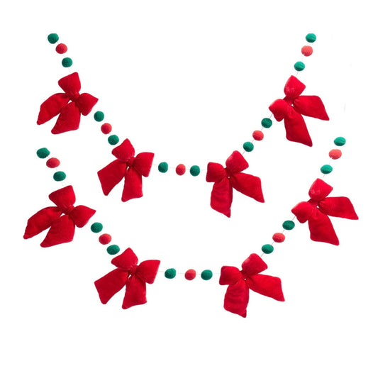 53 Inch Red Bow Garland