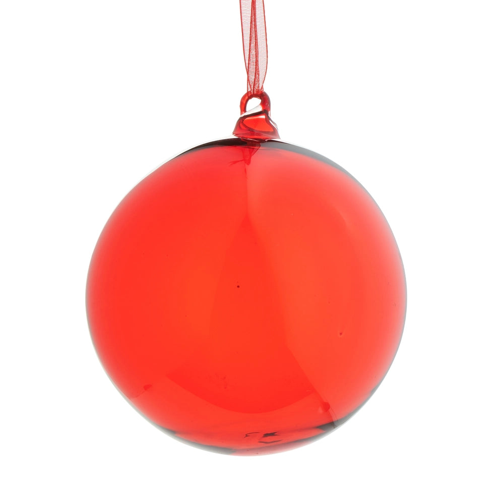 4 Inch Sheer Red Ball Ornament