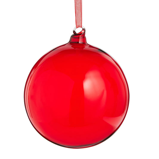 5 Inch Sheer Red Ball Ornament