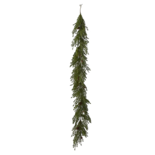 70 Inch Real Touch Pine Garland w/Mini & Large Pinecones