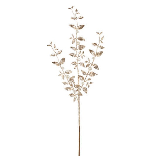 31 Inch Champagne Glitter Leaf Spray