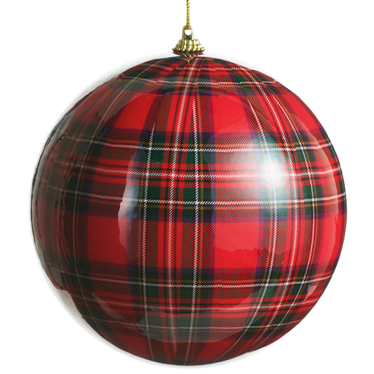 6 Inch Red Plaid Ball Ornament