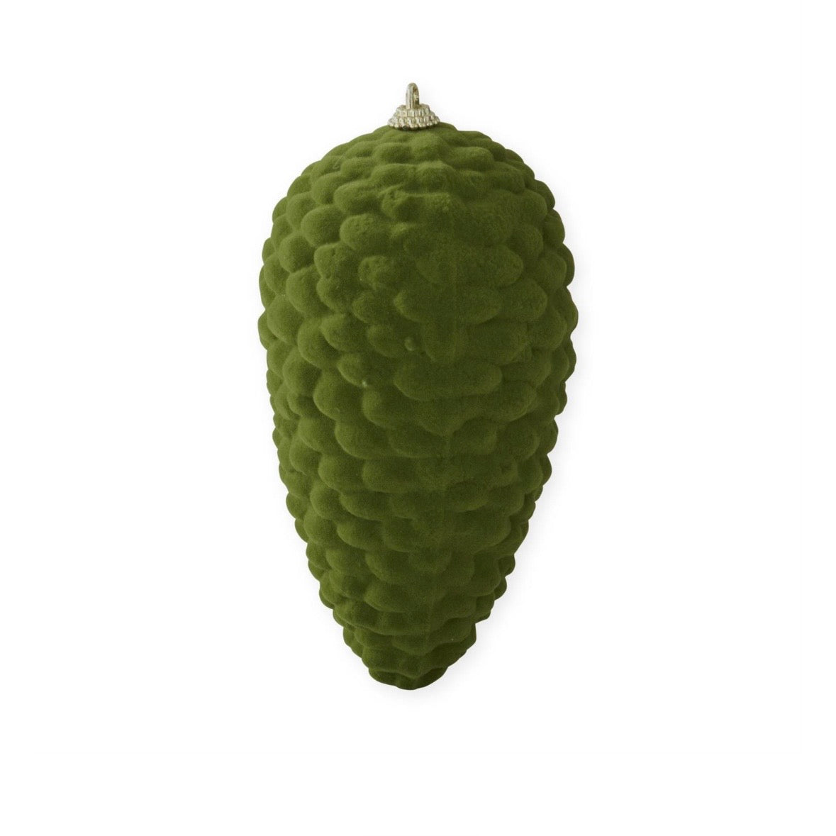 7 Inch Green Velvet Flocked Pinecone Ornament