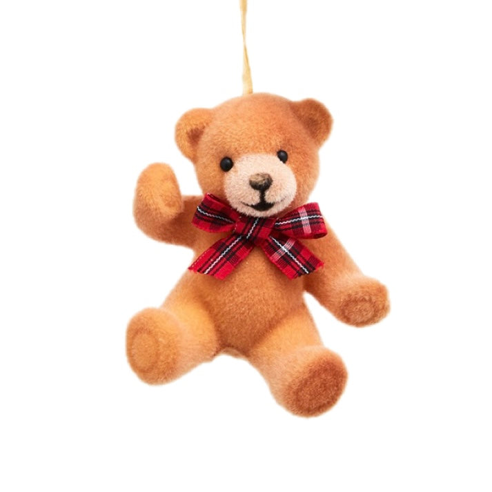3.74 Inch Tan Bear with Plaid Bow (Sitting)