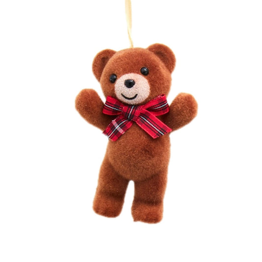 3.74 Inch Brown Bear with Plaid Bow (Standing)