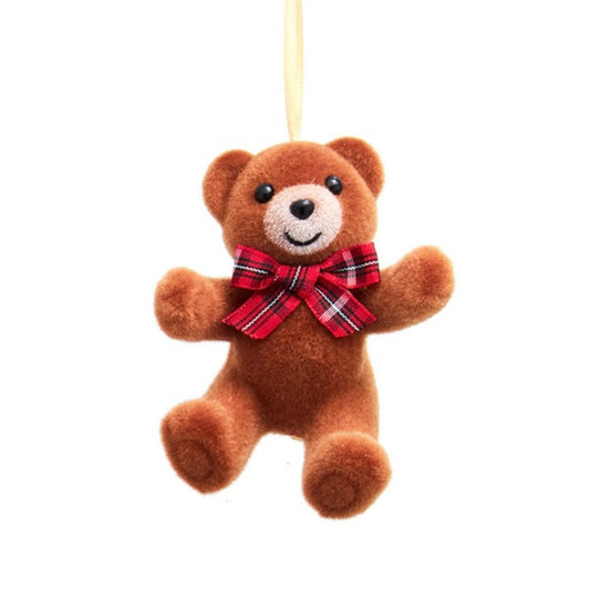 3.74 Inch Brown Bear with Plaid Bow (Sitting)