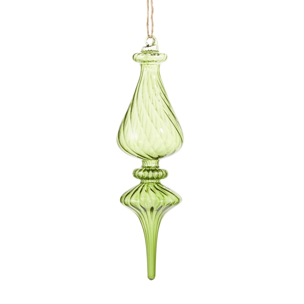 10" Green Transparent
Finial Ornament (Oblong)