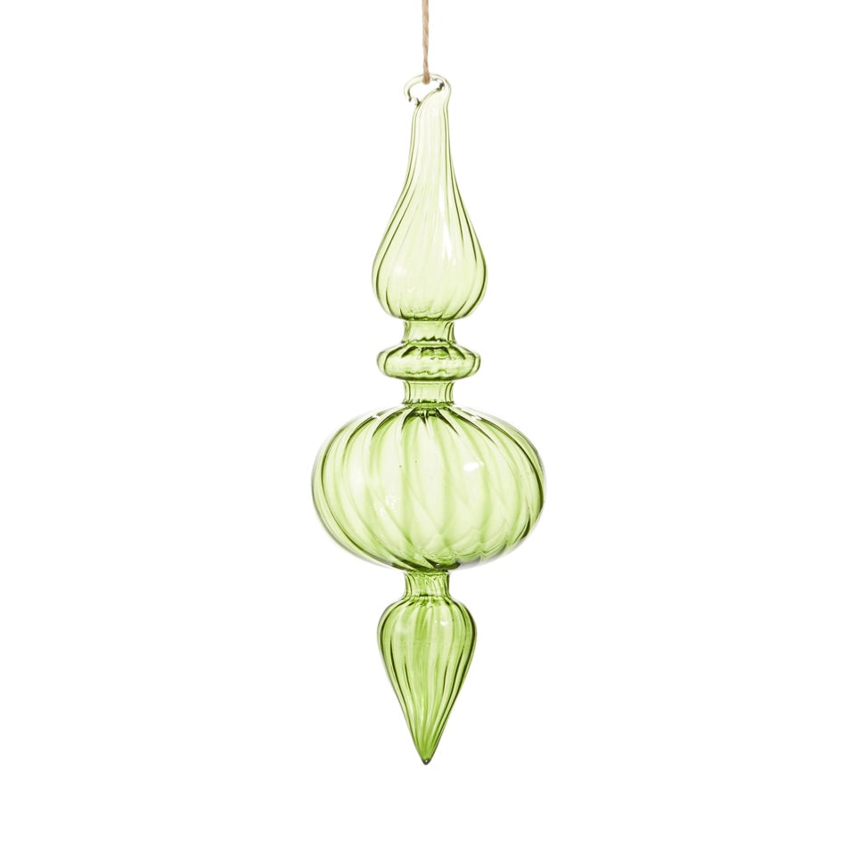 10 Inch Green Transparent Finial Ornament (Rounded)