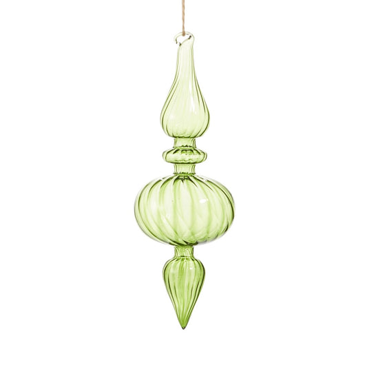 10 Inch Green Transparent Finial Ornament (Rounded)