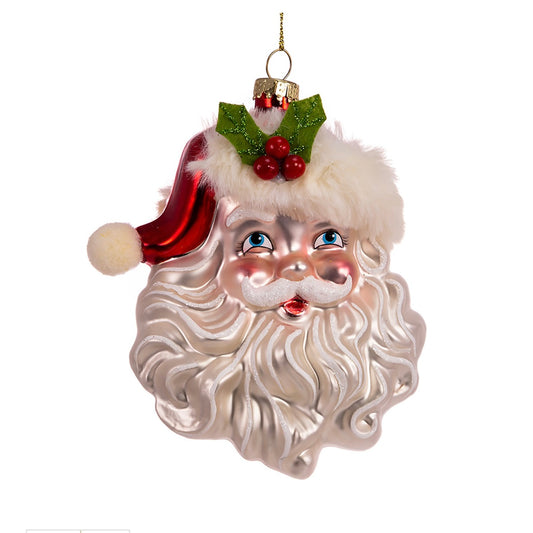 5 Inch Glass Santa Ornament