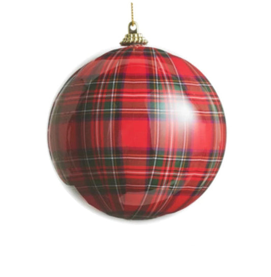 4 Inch Red Plaid Ball Ornament