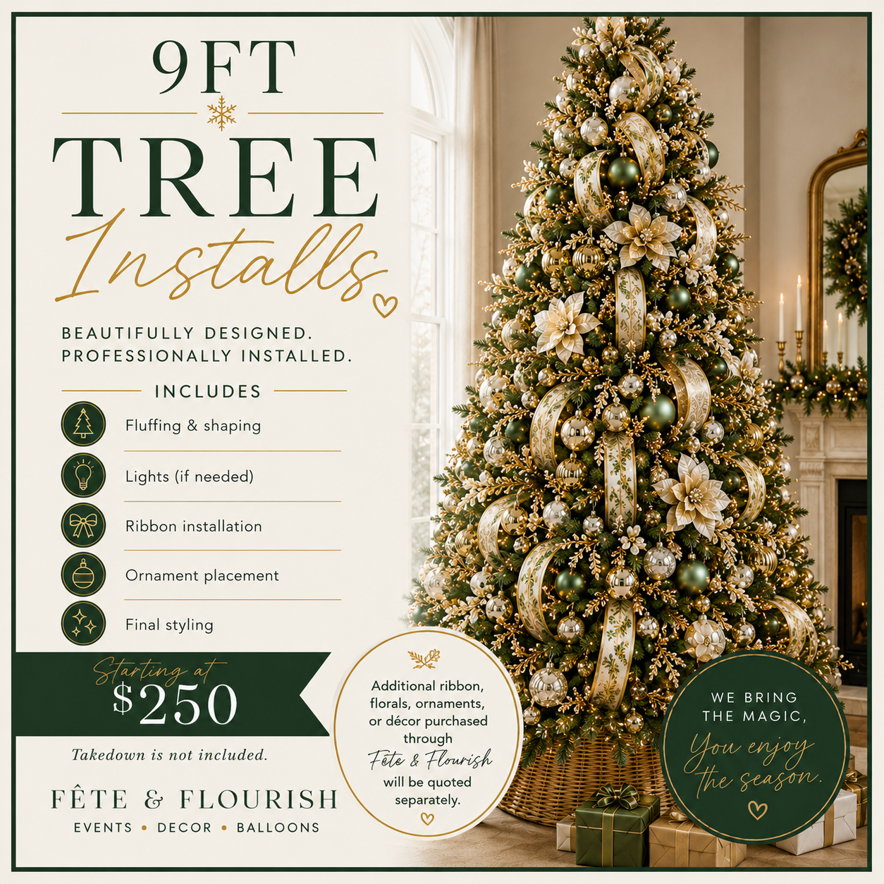 9ft Tree Install ($50 Deposit)