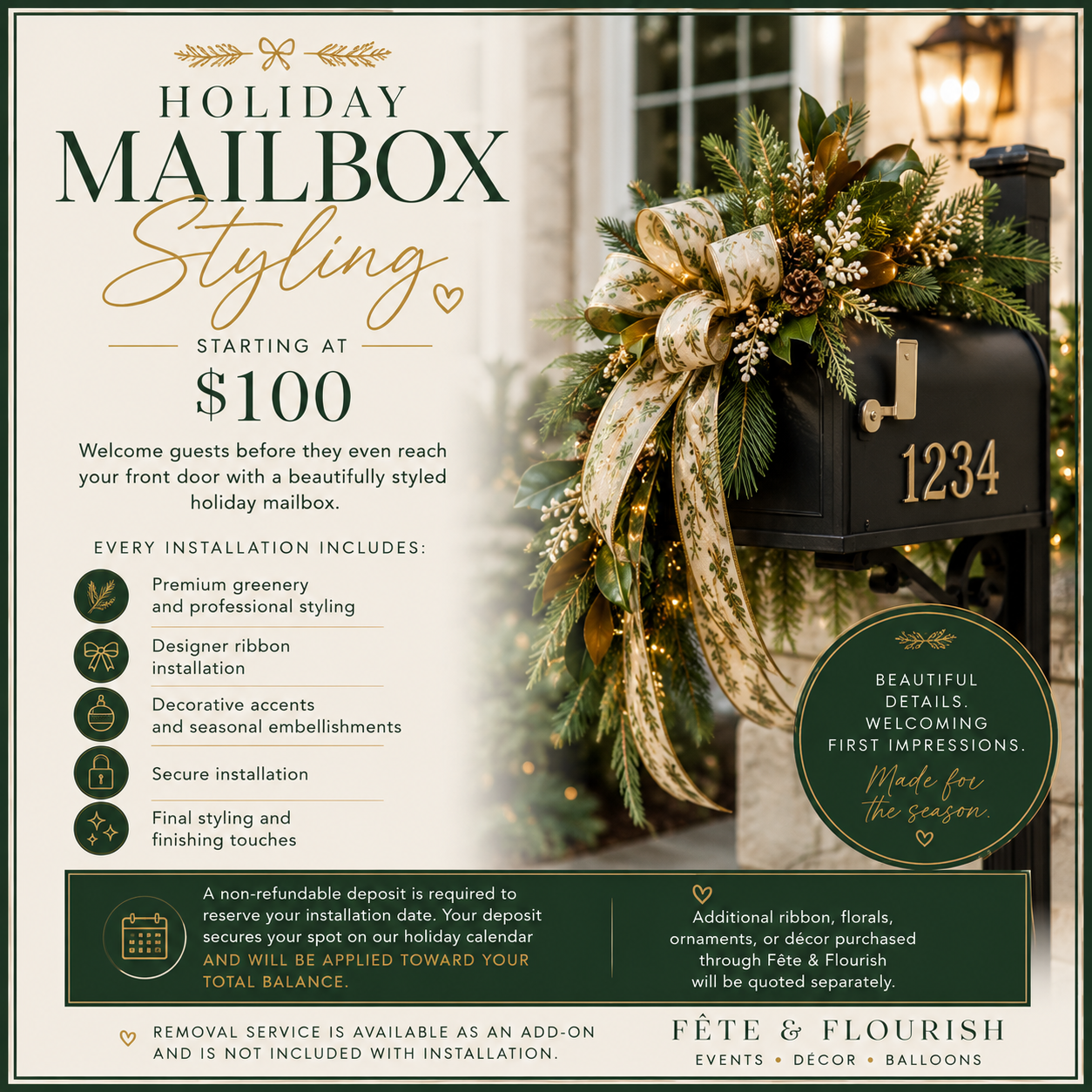 Mailbox Styling ($50 Deposit)