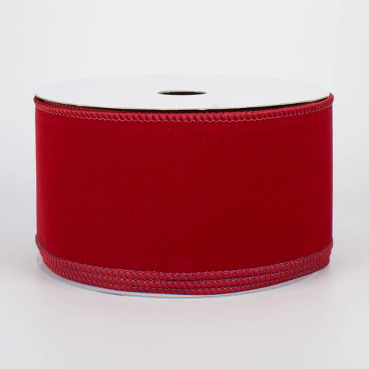 2.5 Inch Wired Velvet Ribbon: Cranberry Red (10 Yards)
